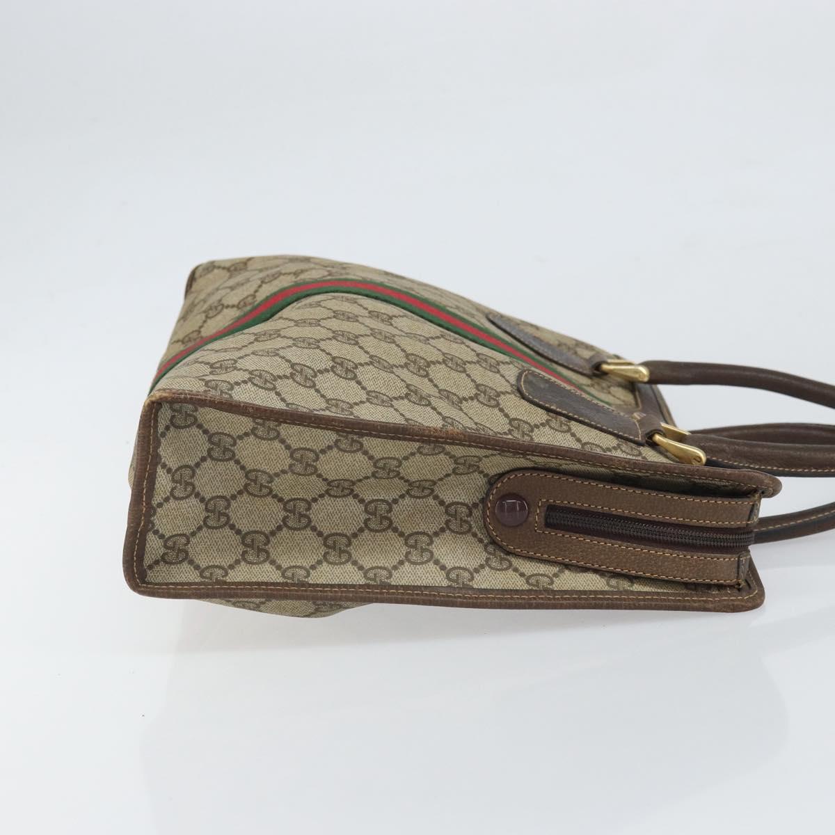 GUCCI GG Supreme Web Sherry Line Hand Bag PVC Beige Gold 010 378 Auth 170272