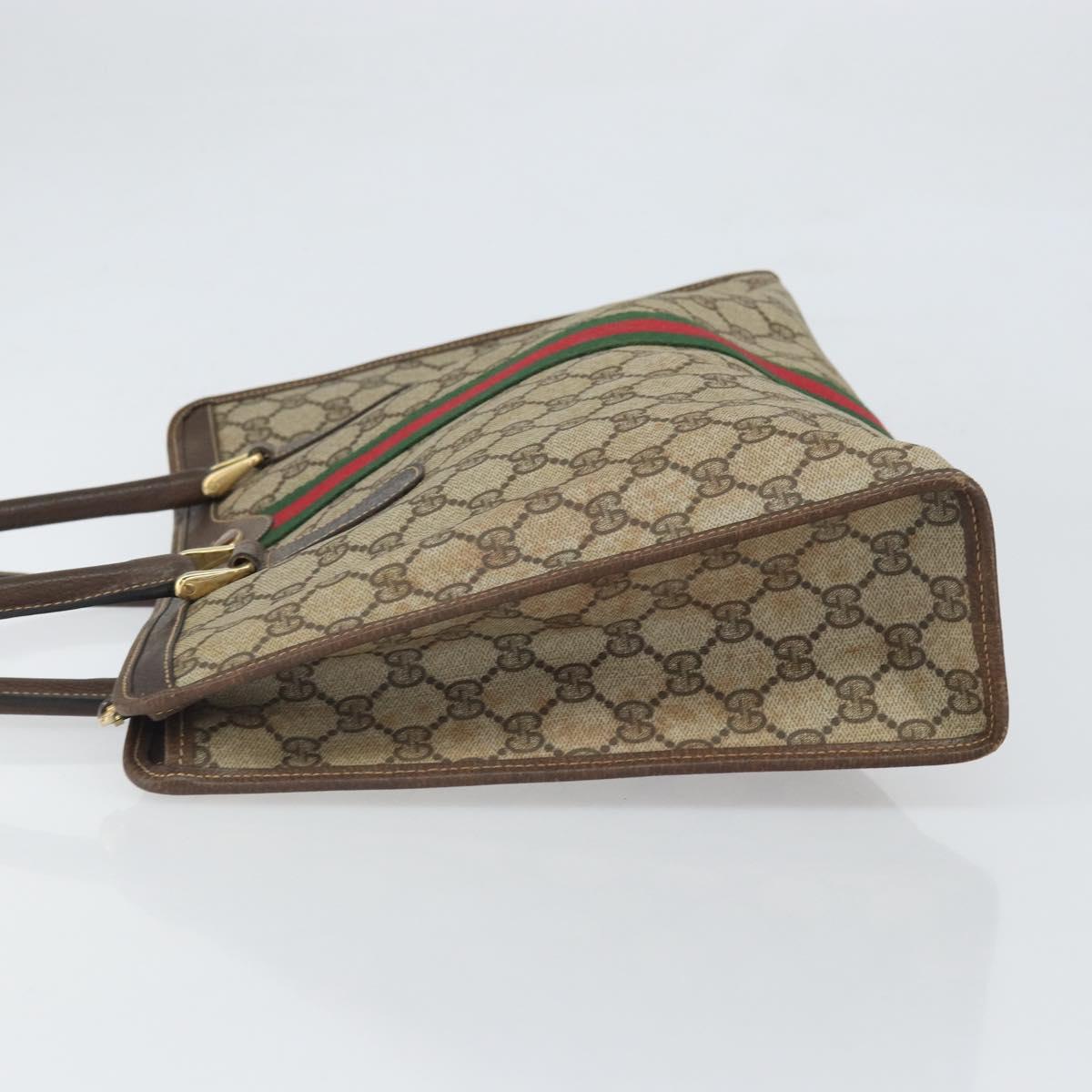 GUCCI GG Supreme Web Sherry Line Hand Bag PVC Beige Gold 010 378 Auth 170272