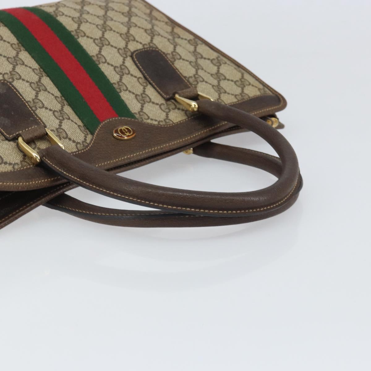 GUCCI GG Supreme Web Sherry Line Hand Bag PVC Beige Gold 010 378 Auth 170272