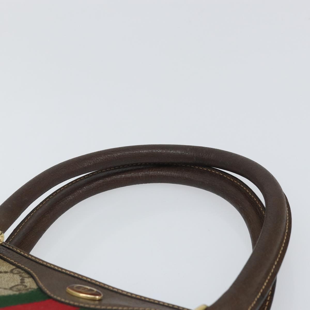 GUCCI GG Supreme Web Sherry Line Hand Bag PVC Beige Gold 010 378 Auth 170272