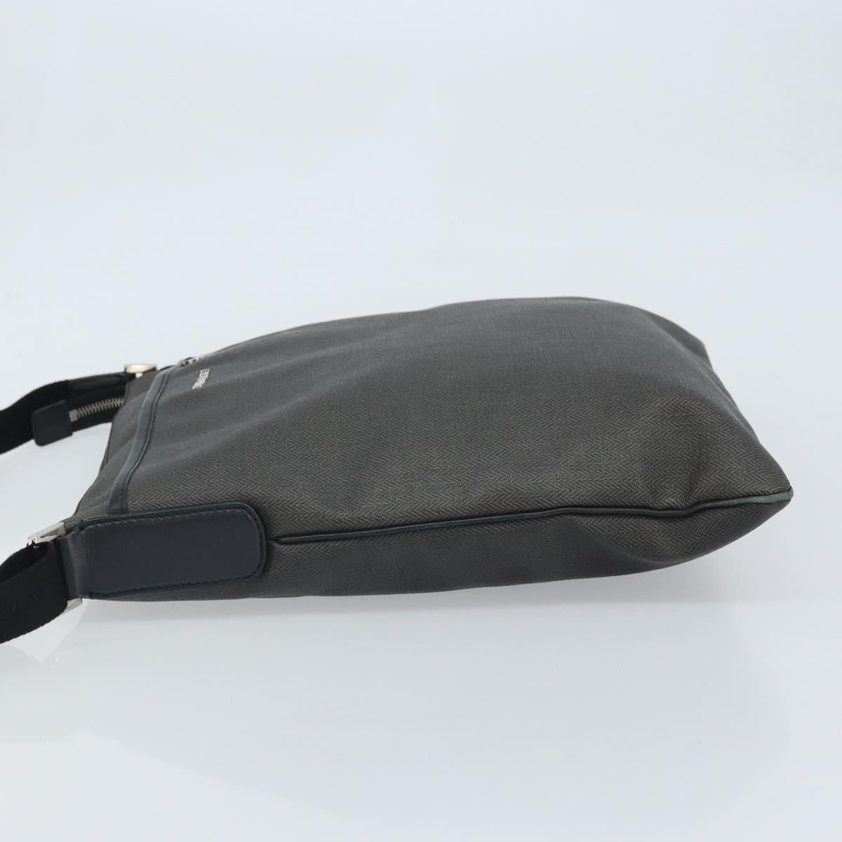 BVLGARI Shoulder Bag PVC Leather Gray Silver Auth 170273