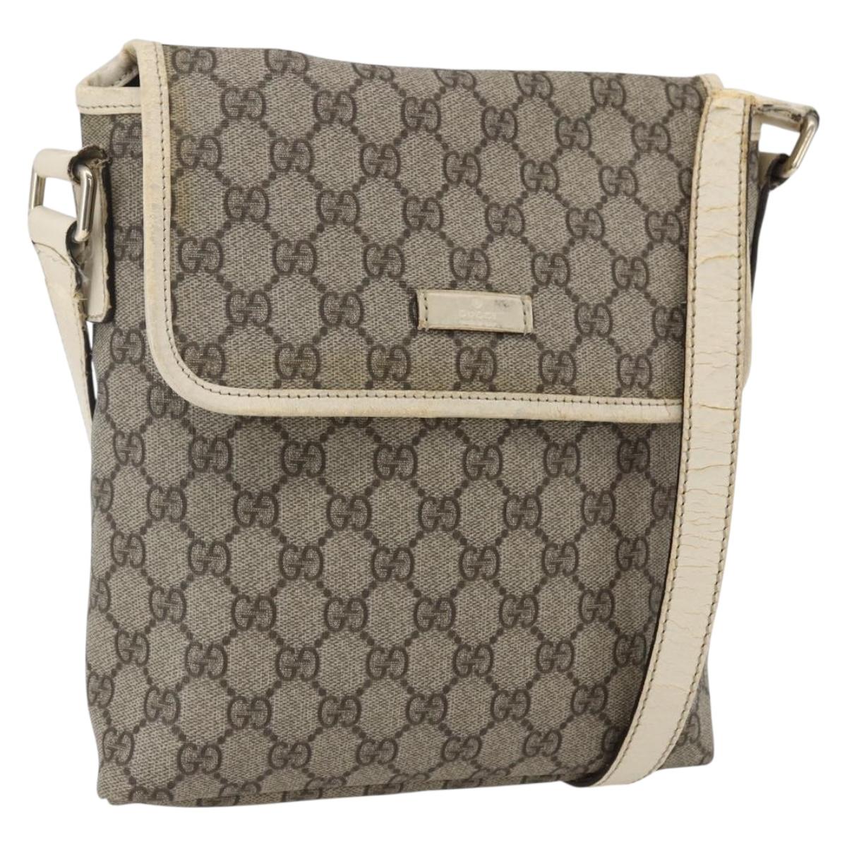 GUCCI GG Supreme Shoulder Bag PVC Beige Gold 223666 Auth 170280