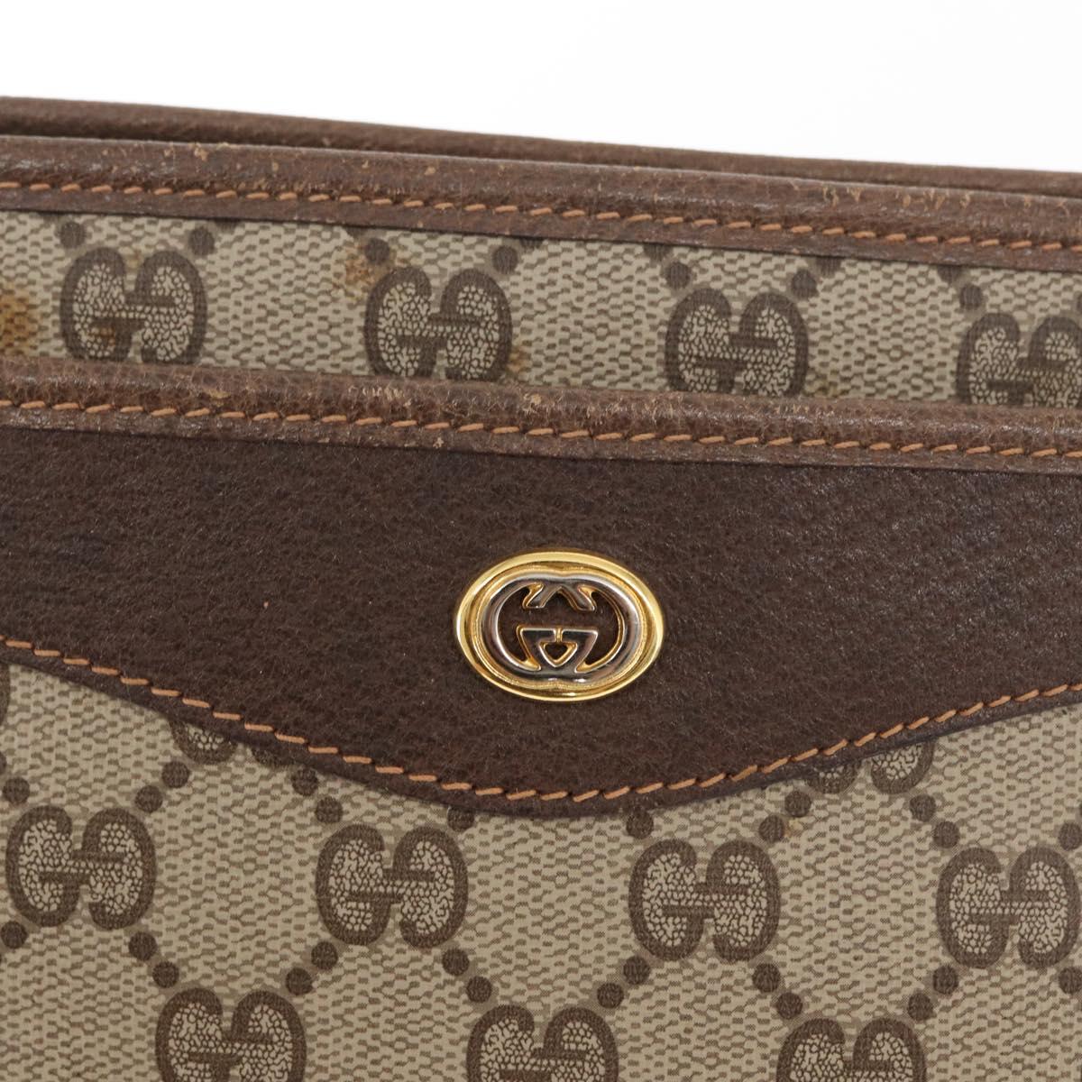 GUCCI GG Supreme Clutch Bag PVC Beige Gold 156 01 051 Auth 170281