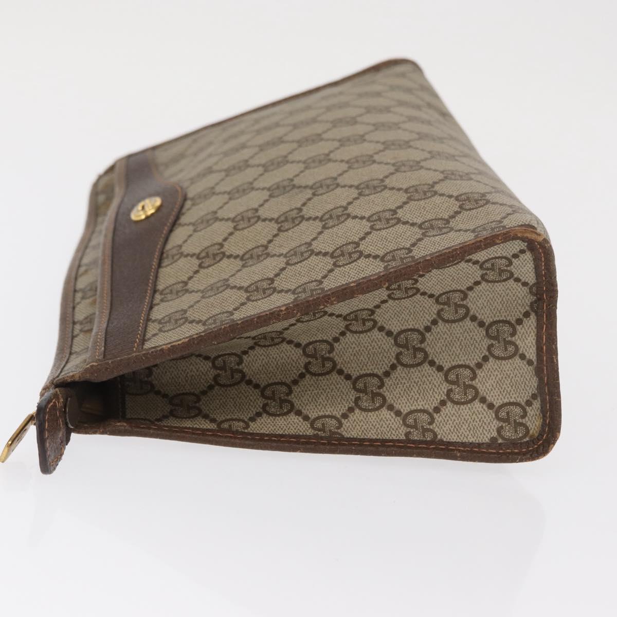 GUCCI GG Supreme Clutch Bag PVC Beige Gold 156 01 051 Auth 170281