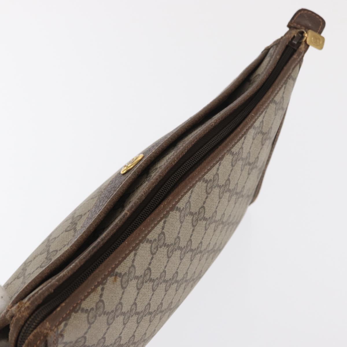 GUCCI GG Supreme Clutch Bag PVC Beige Gold 156 01 051 Auth 170281