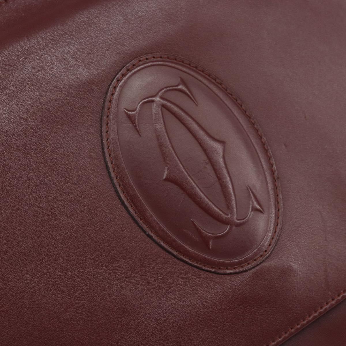 CARTIER Must Line Shoulder Bag Leather Bordeaux Gold Auth 170288