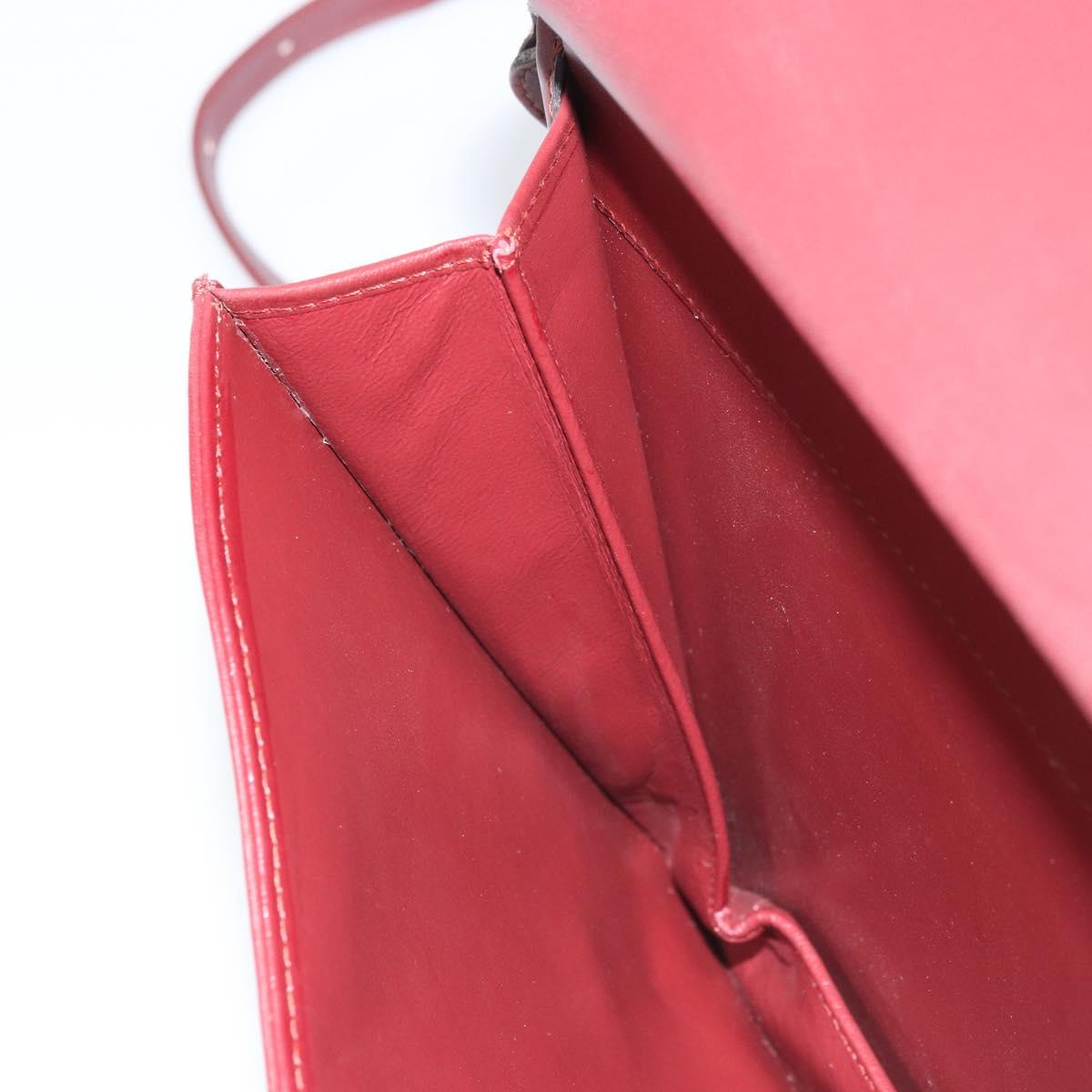 CARTIER Must Line Shoulder Bag Leather Bordeaux Gold Auth 170288