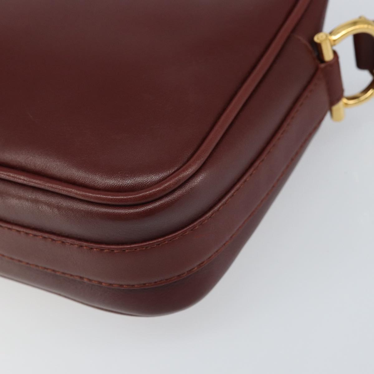 CARTIER Must Line Shoulder Bag Leather Bordeaux Gold Auth 170289