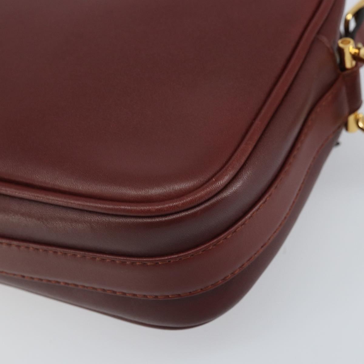 CARTIER Must Line Shoulder Bag Leather Bordeaux Gold Auth 170289