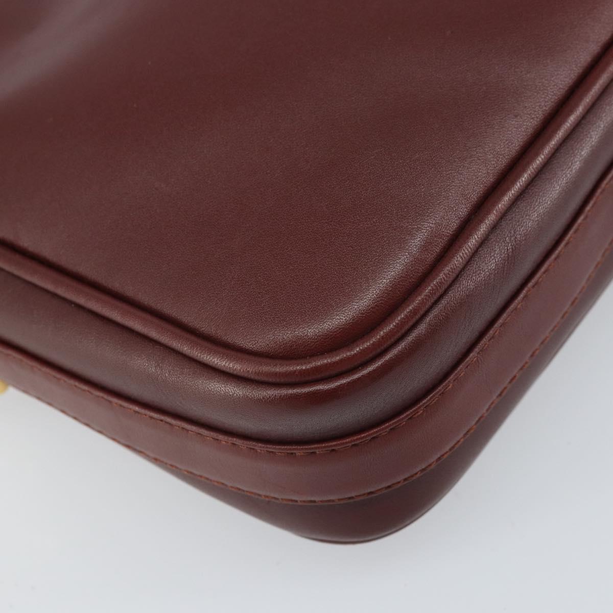CARTIER Must Line Shoulder Bag Leather Bordeaux Gold Auth 170289