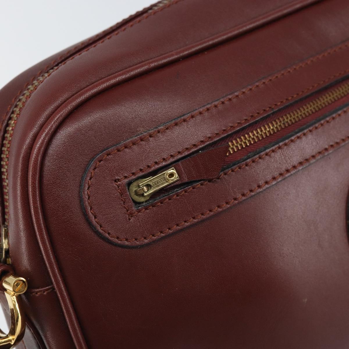 CARTIER Must Line Shoulder Bag Leather Bordeaux Gold Auth 170289