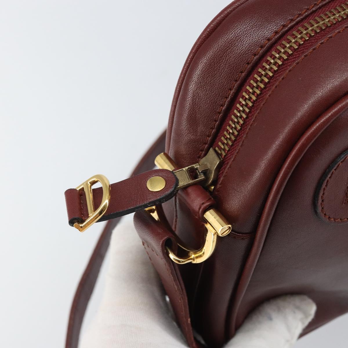 CARTIER Must Line Shoulder Bag Leather Bordeaux Gold Auth 170289
