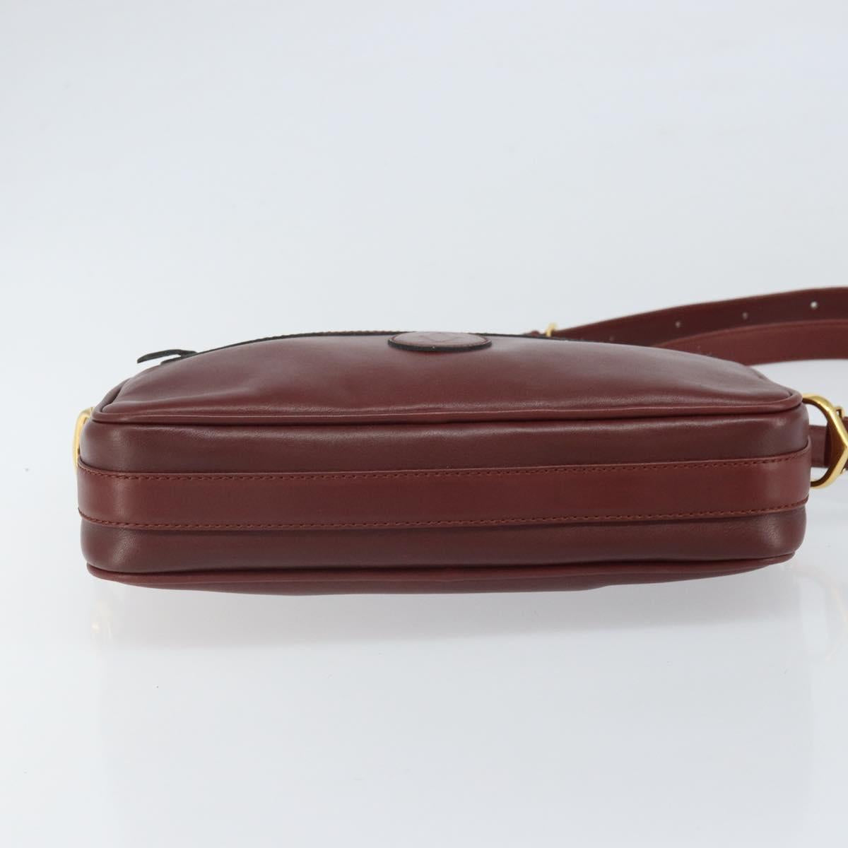 CARTIER Must Line Shoulder Bag Leather Bordeaux Gold Auth 170289