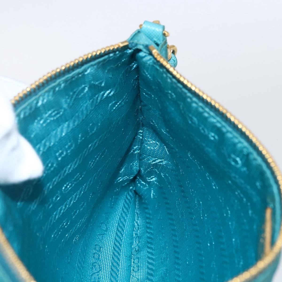 PRADA Shoulder Bag Nylon Light Blue Gold Auth 170291