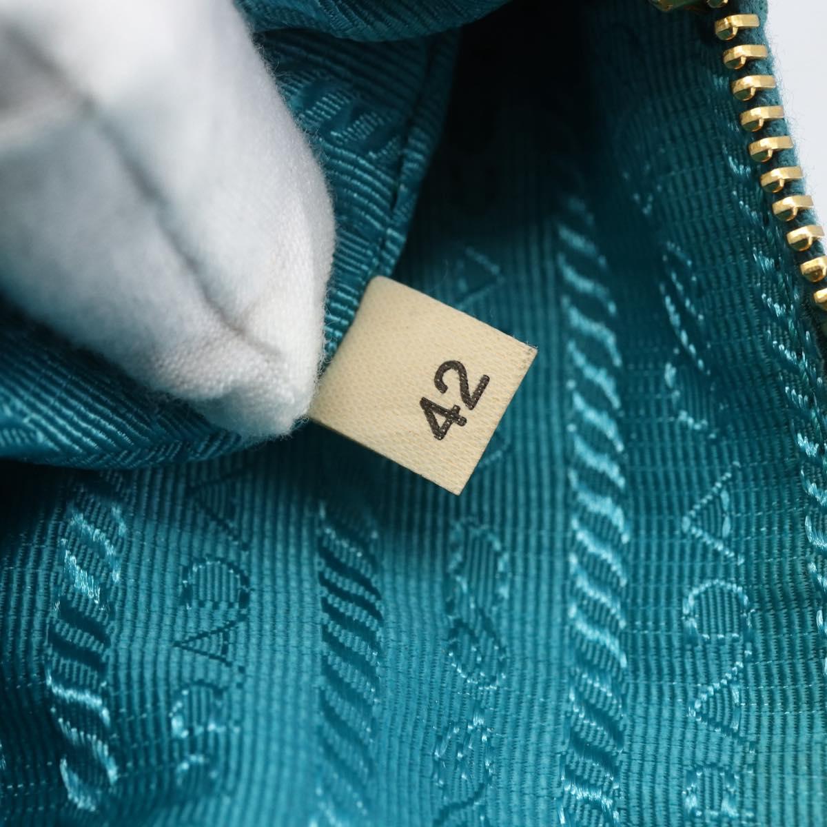 PRADA Shoulder Bag Nylon Light Blue Gold Auth 170291