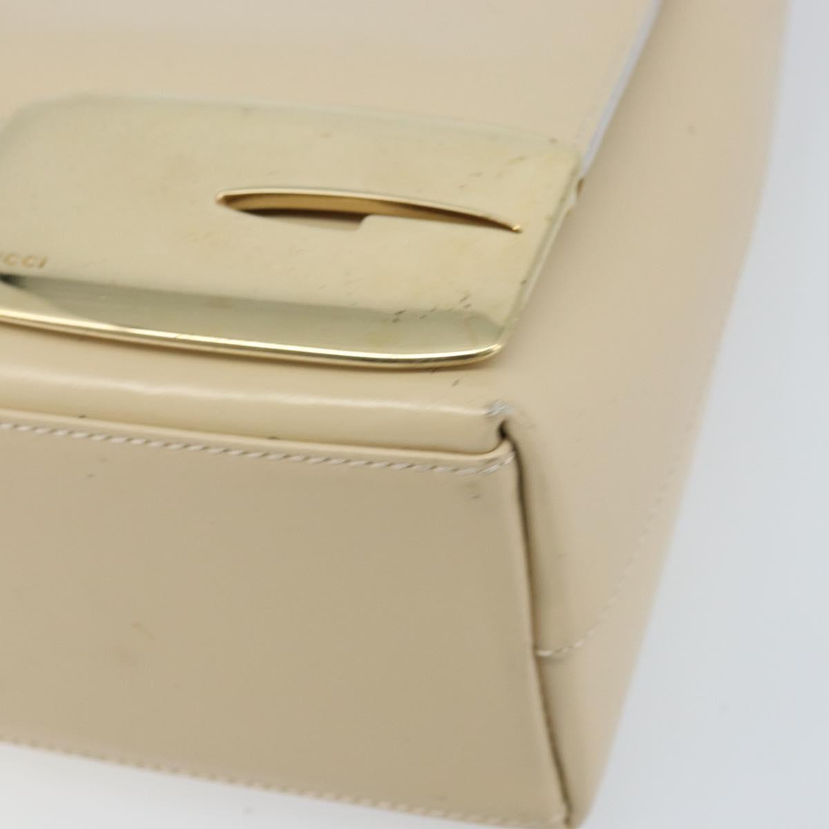 GUCCI Shoulder Bag Patent leather Ivory Gold 001 3444 1812 Auth 170293