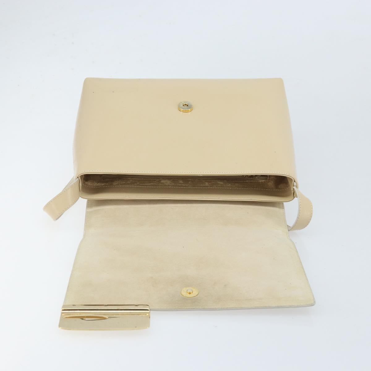 GUCCI Shoulder Bag Patent leather Ivory Gold 001 3444 1812 Auth 170293
