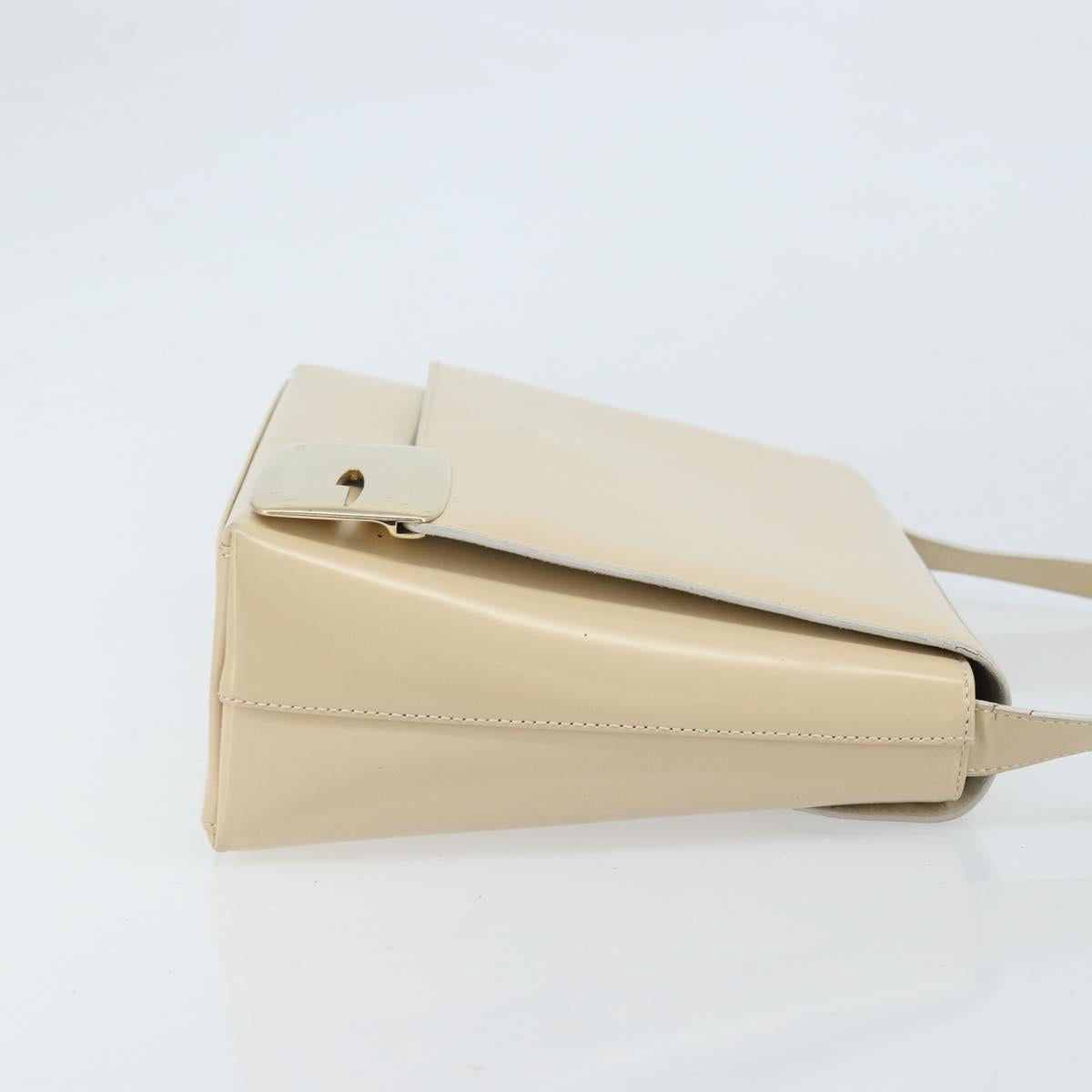 GUCCI Shoulder Bag Patent leather Ivory Gold 001 3444 1812 Auth 170293