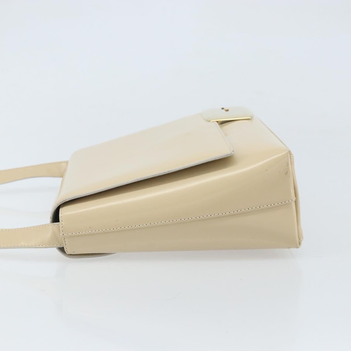 GUCCI Shoulder Bag Patent leather Ivory Gold 001 3444 1812 Auth 170293