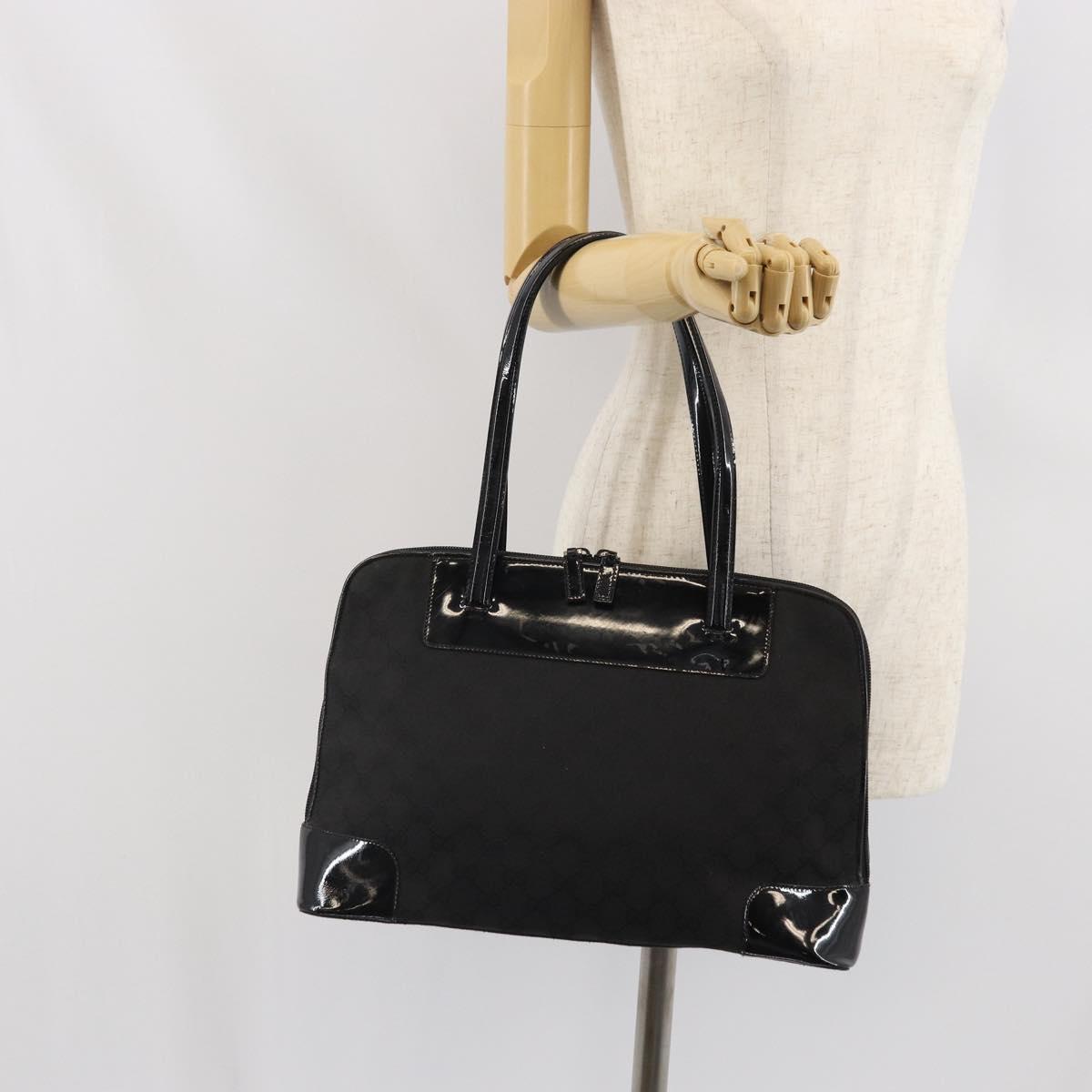 GUCCI GG Canvas Tote Bag Black Gold 002 1122 3444 Auth 170298