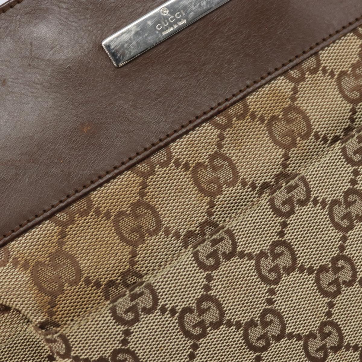GUCCI GG Canvas Shoulder Bag Beige Silver 27639 Auth 170299