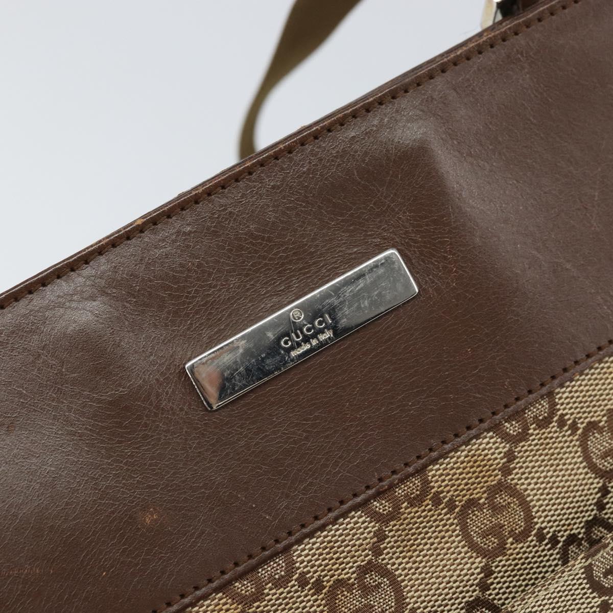 GUCCI GG Canvas Shoulder Bag Beige Silver 27639 Auth 170299