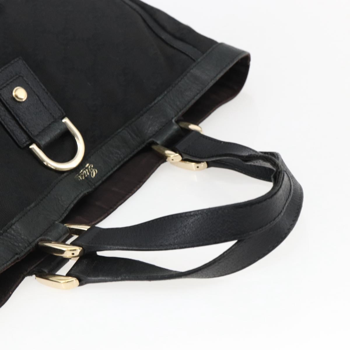 GUCCI GG Canvas Abbey Tote Bag Black Gold 130739 Auth 170301