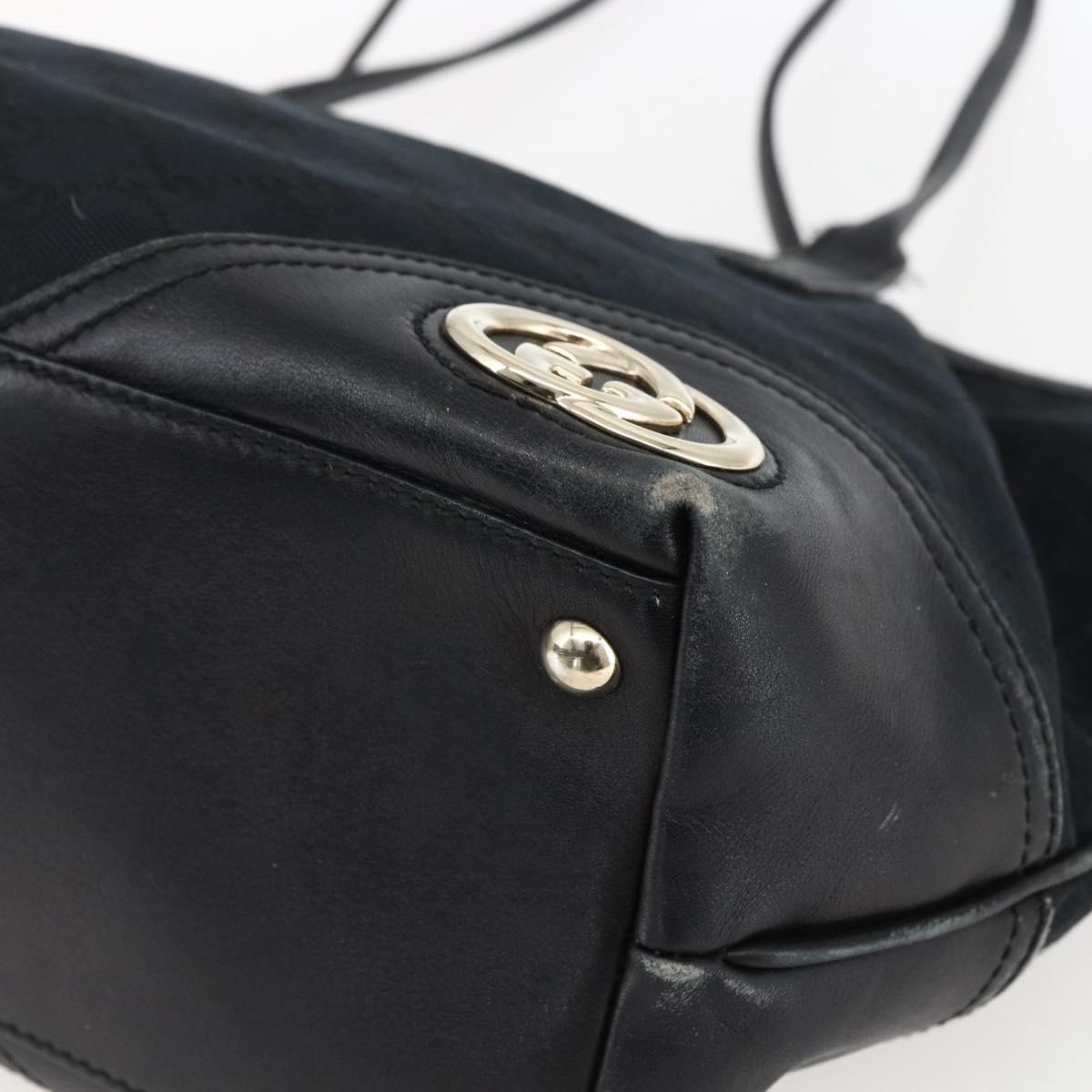 GUCCI GG Canvas Tote Bag Black Gold 169946 Auth 170305