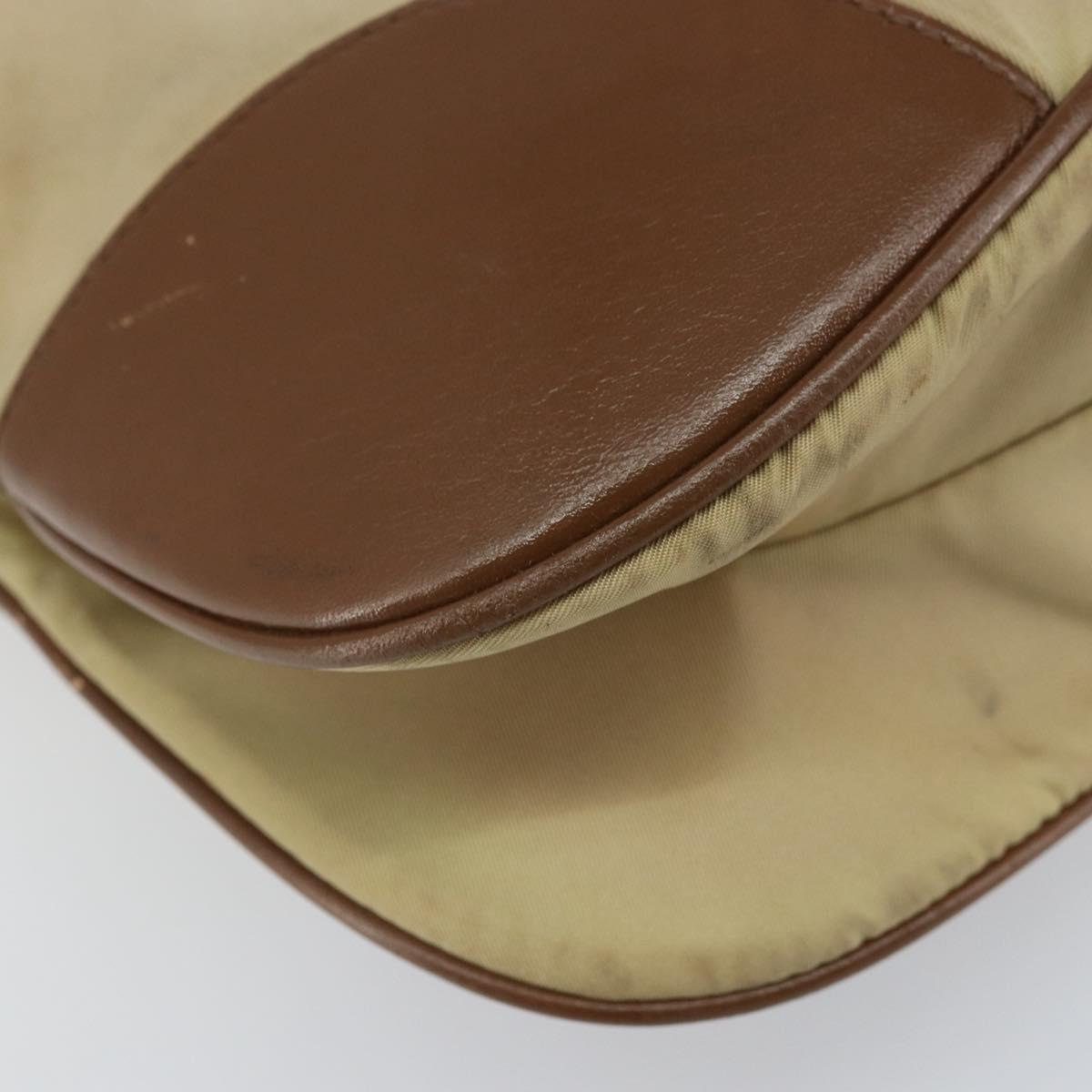 PRADA Shoulder Bag Nylon Beige Gold Auth 170308