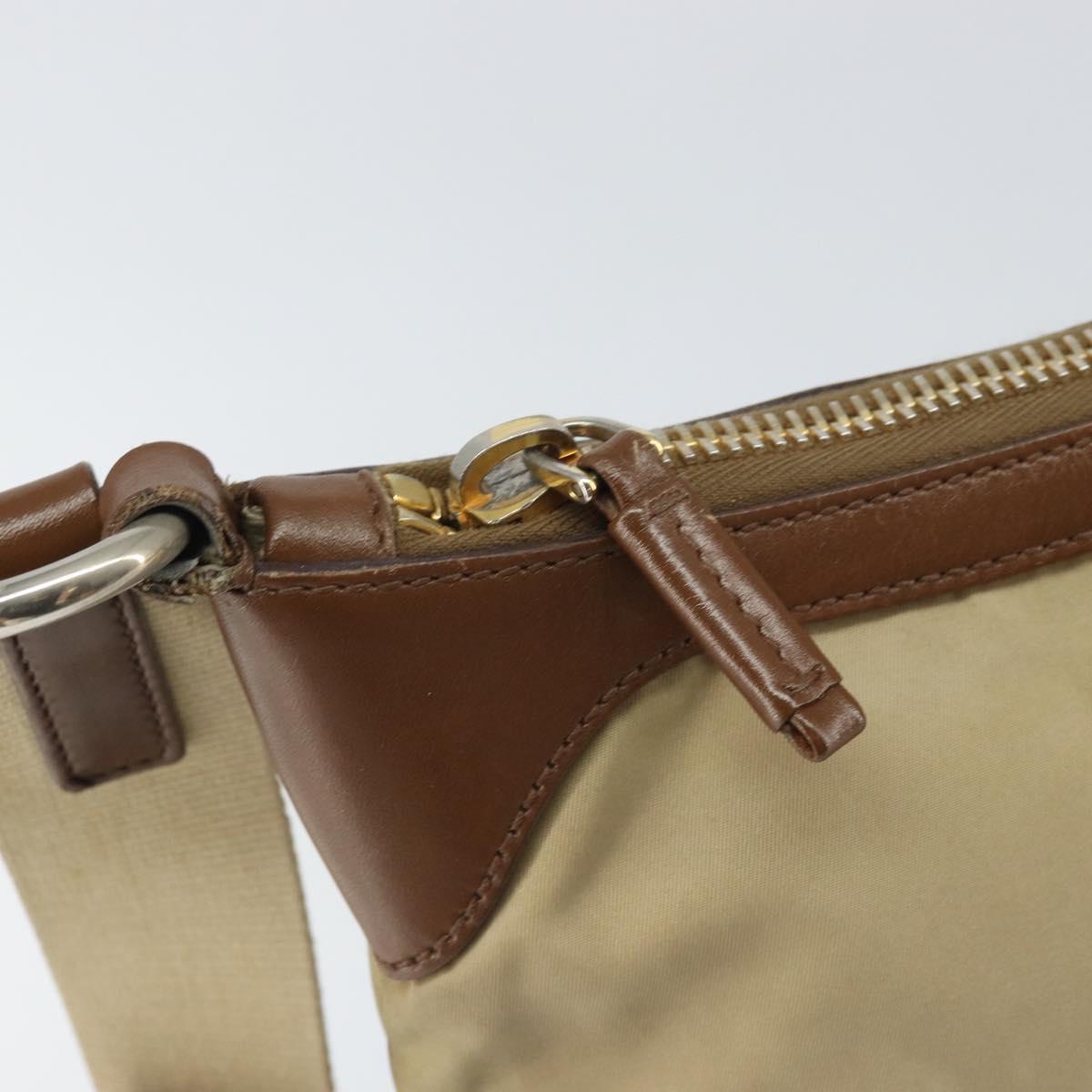 PRADA Shoulder Bag Nylon Beige Gold Auth 170308
