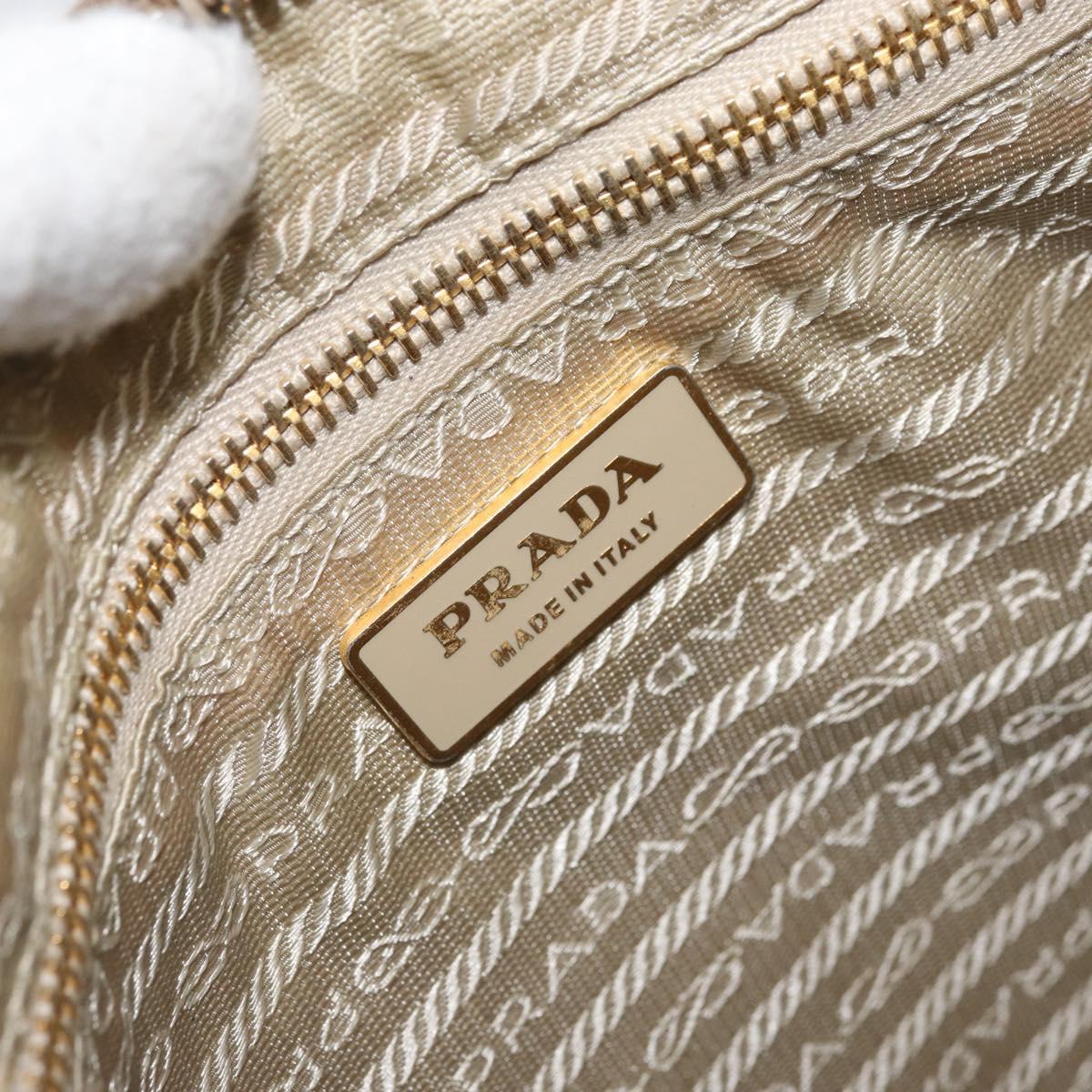 PRADA Shoulder Bag Nylon Beige Gold Auth 170308