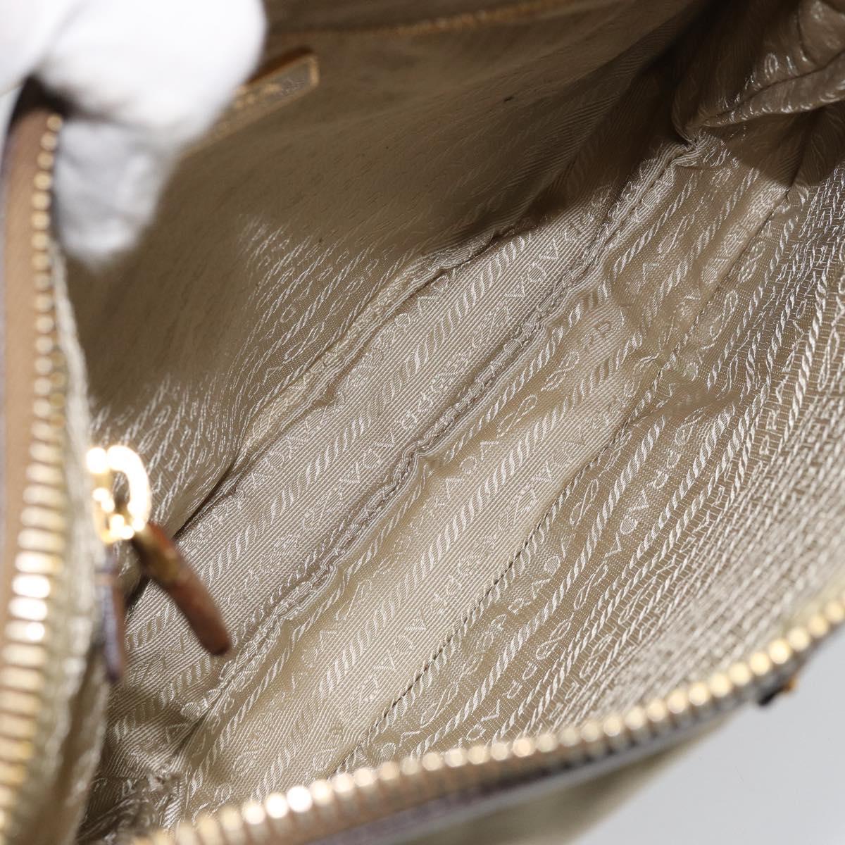 PRADA Shoulder Bag Nylon Beige Gold Auth 170308