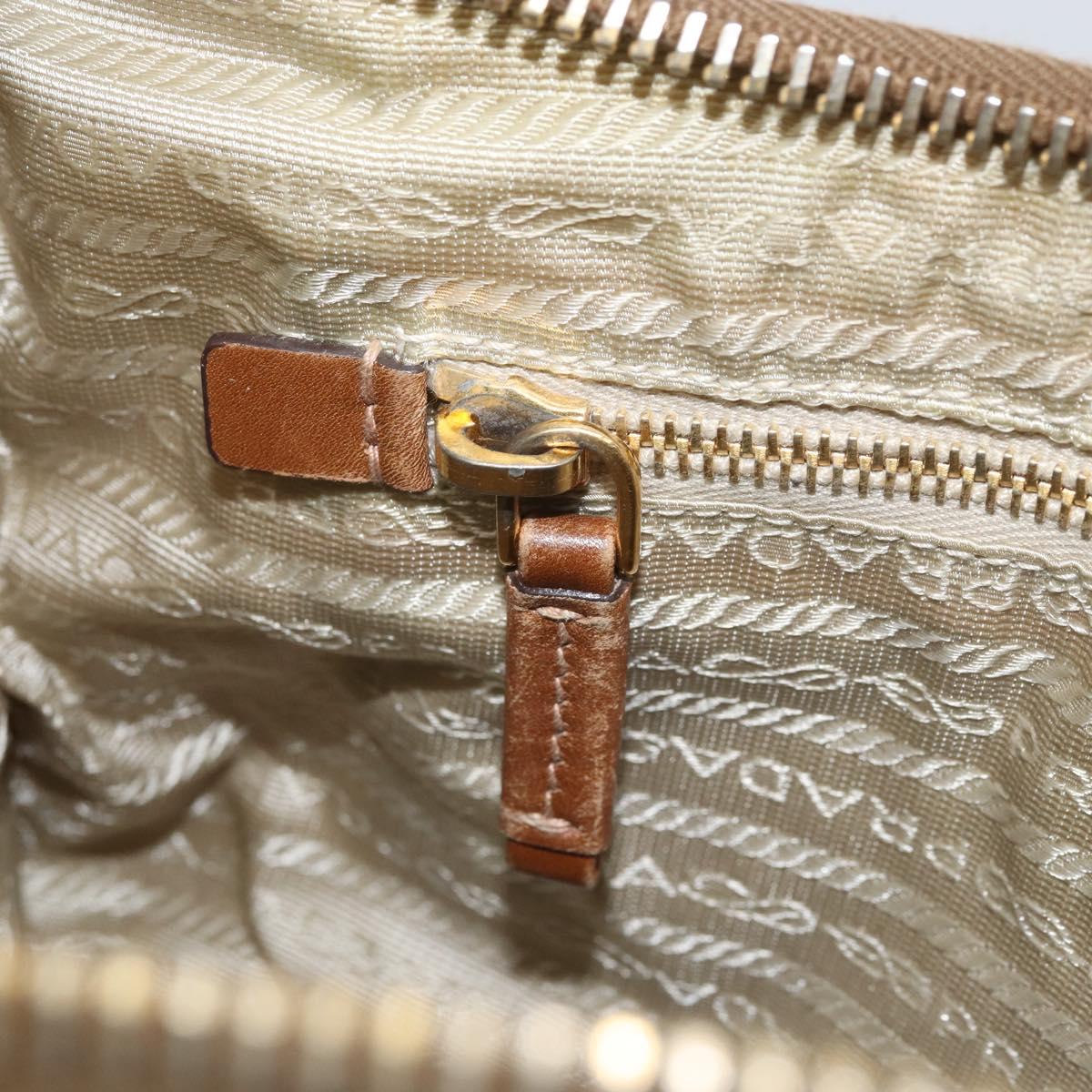 PRADA Shoulder Bag Nylon Beige Gold Auth 170308