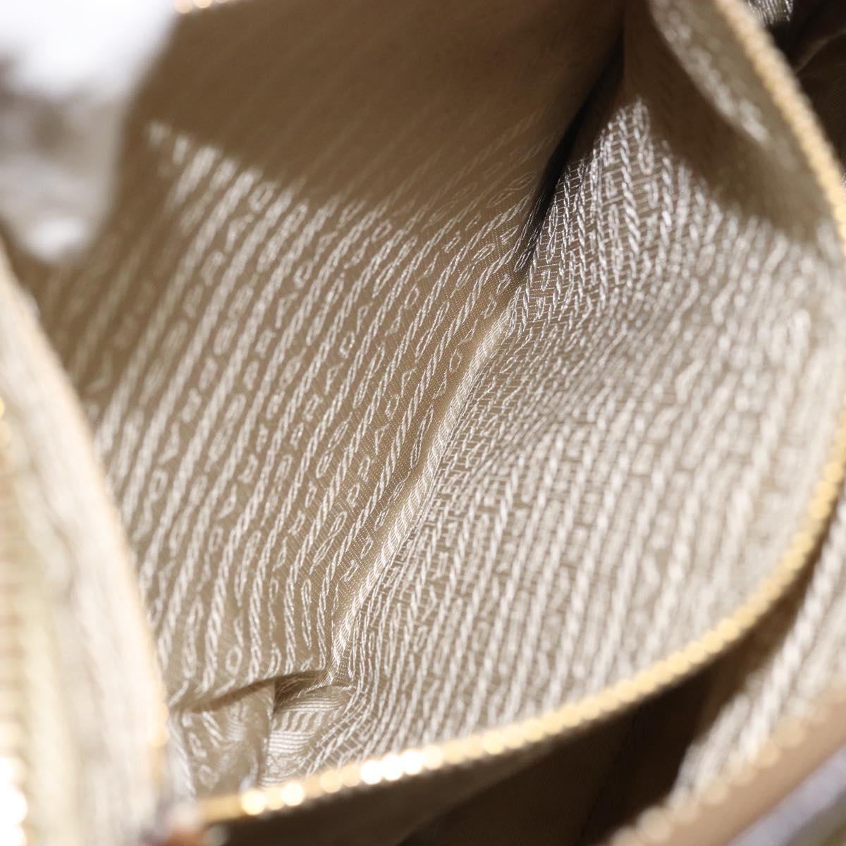 PRADA Shoulder Bag Nylon Beige Gold Auth 170308