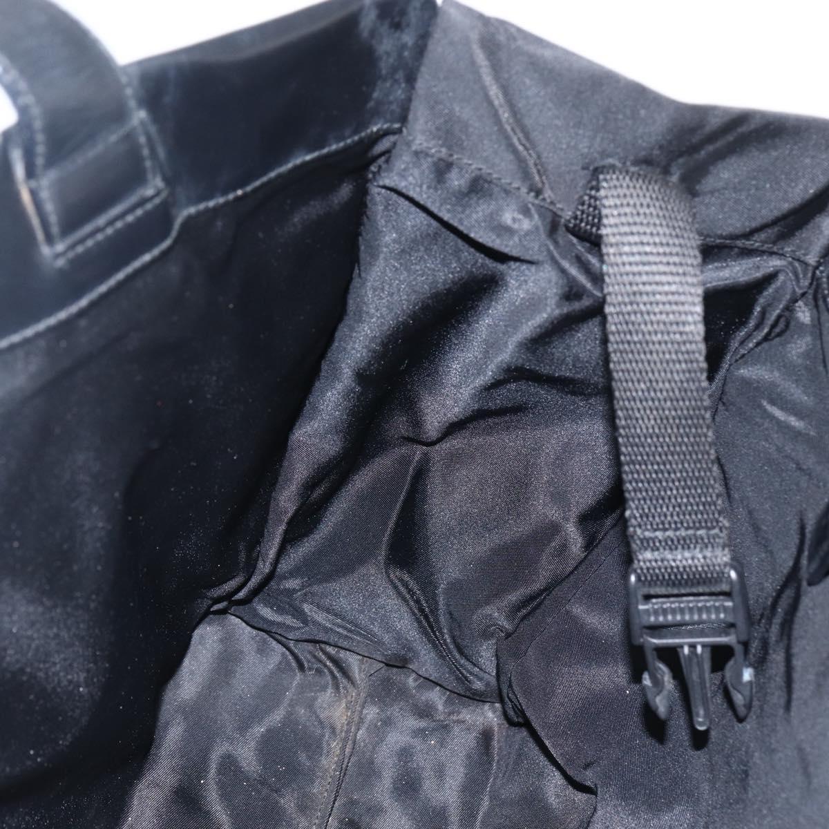 PRADA Hand Bag Nylon Black Silver Auth 170309