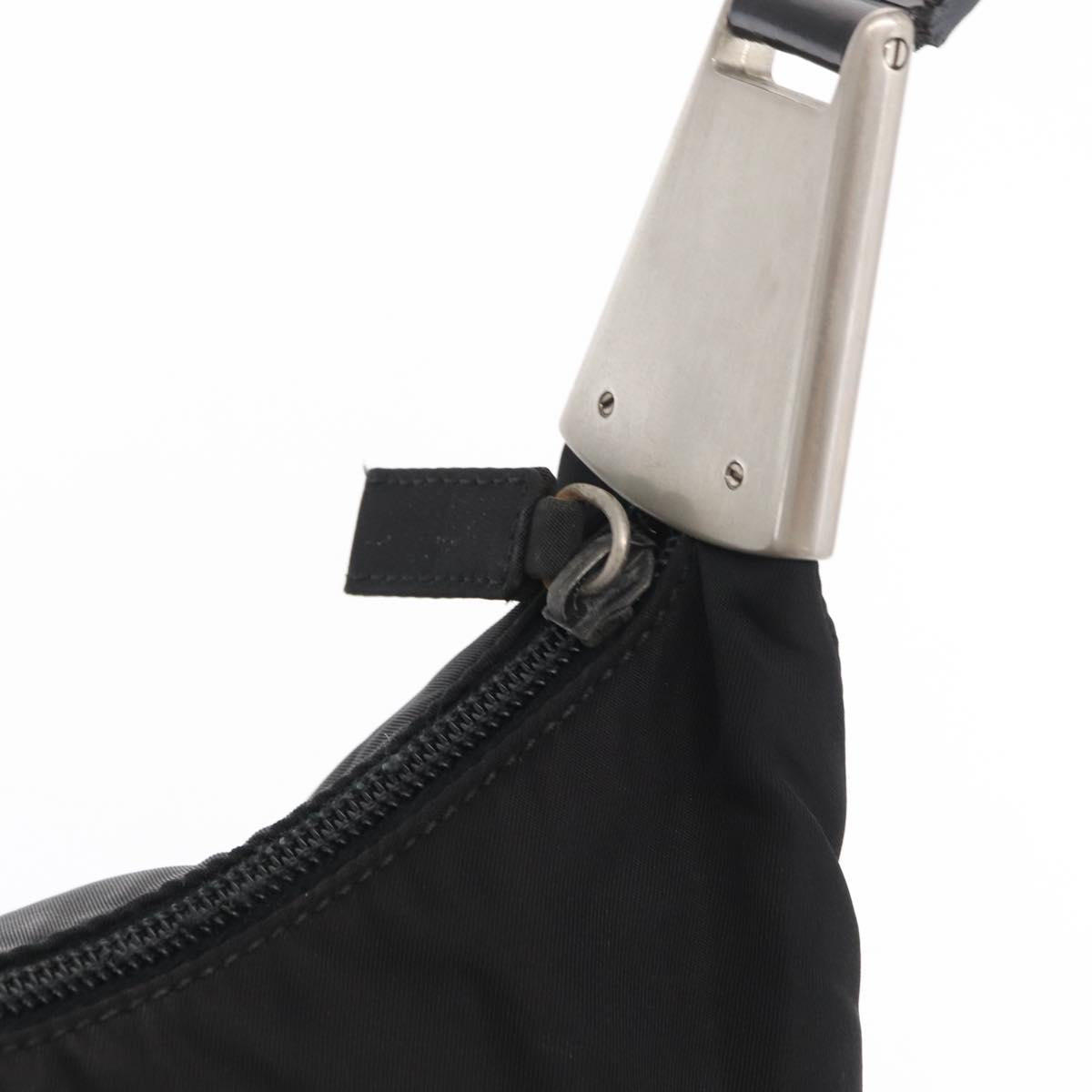 PRADA Shoulder Bag Nylon Black Silver Auth 170310