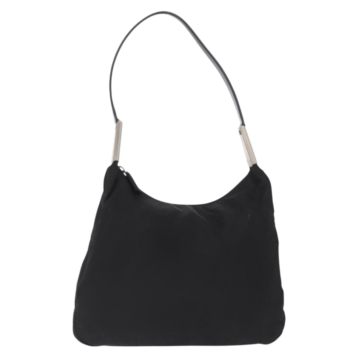 PRADA Shoulder Bag Nylon Black Silver Auth 170310
