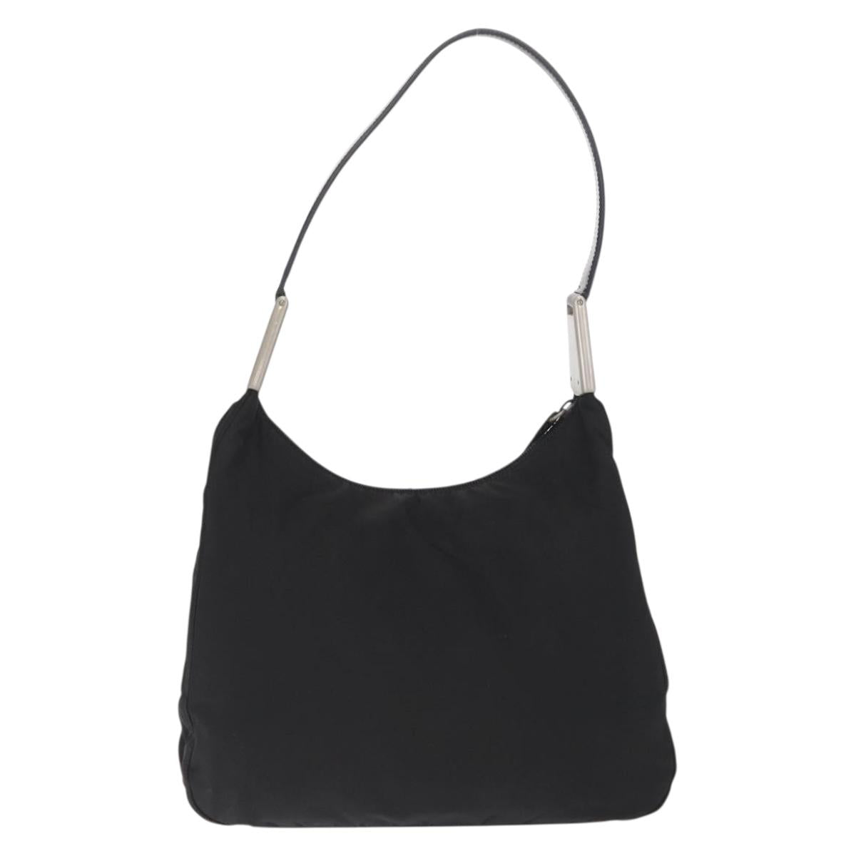 PRADA Shoulder Bag Nylon Black Silver Auth 170310