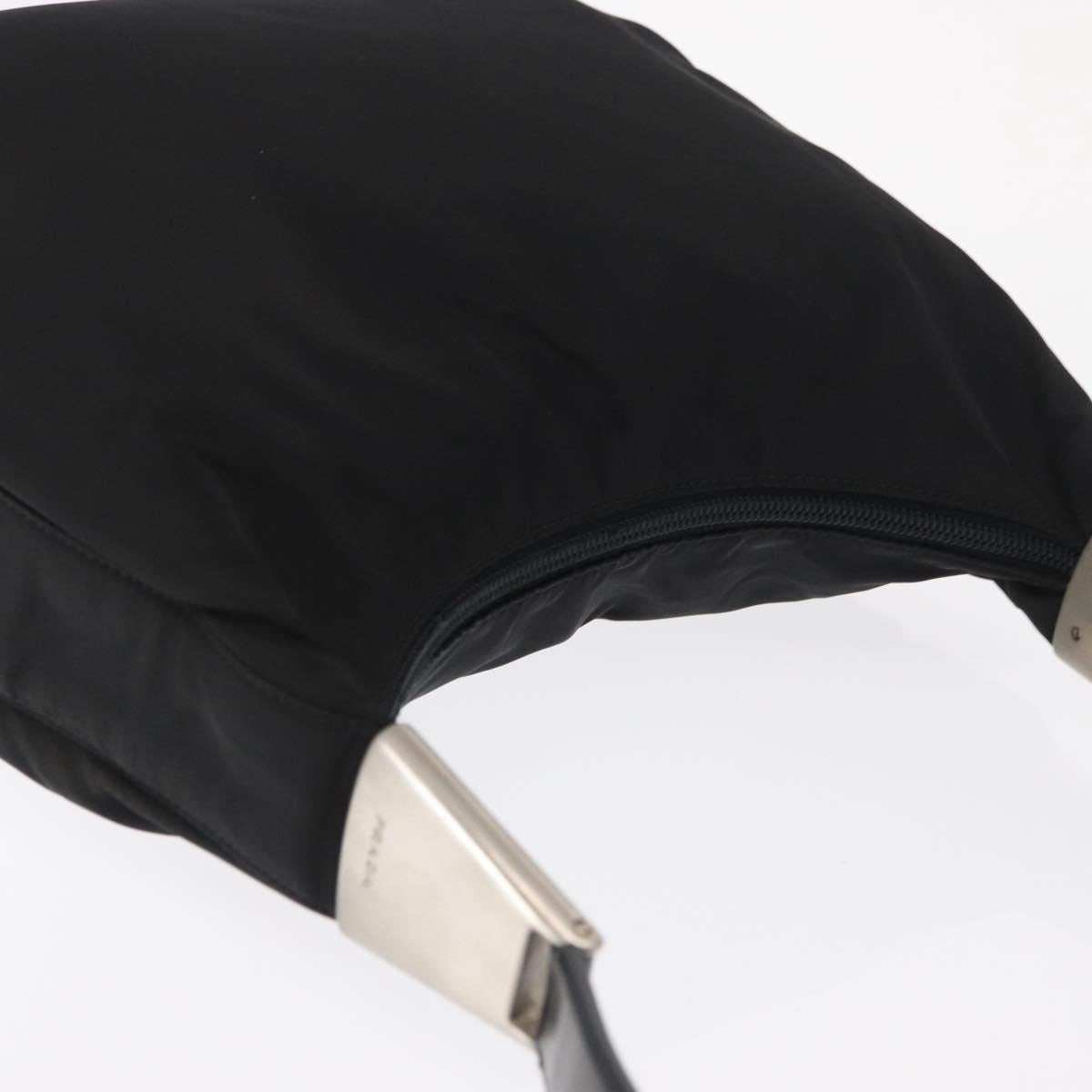 PRADA Shoulder Bag Nylon Black Silver Auth 170310