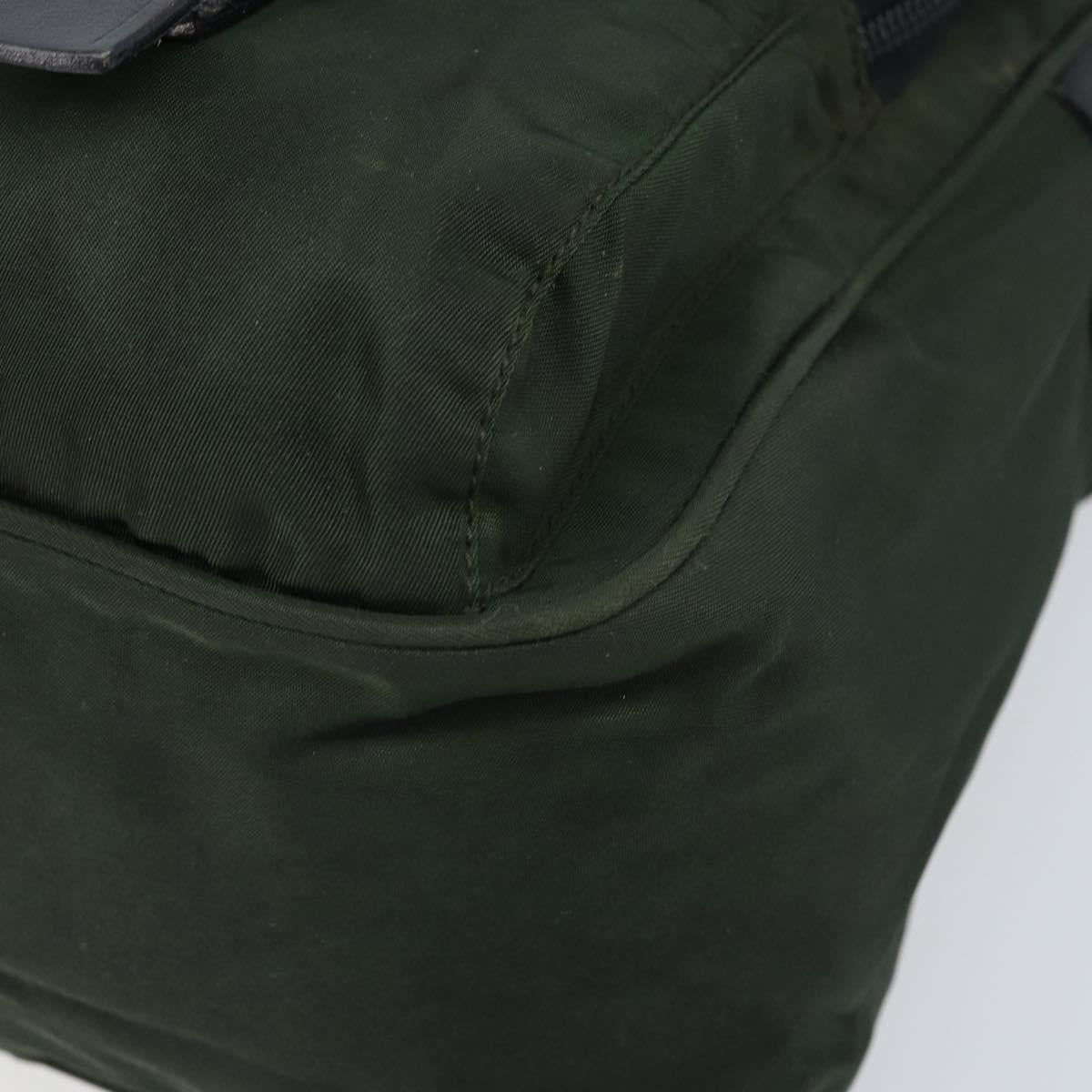 PRADA Shoulder Bag Nylon Green Silver Auth 170312