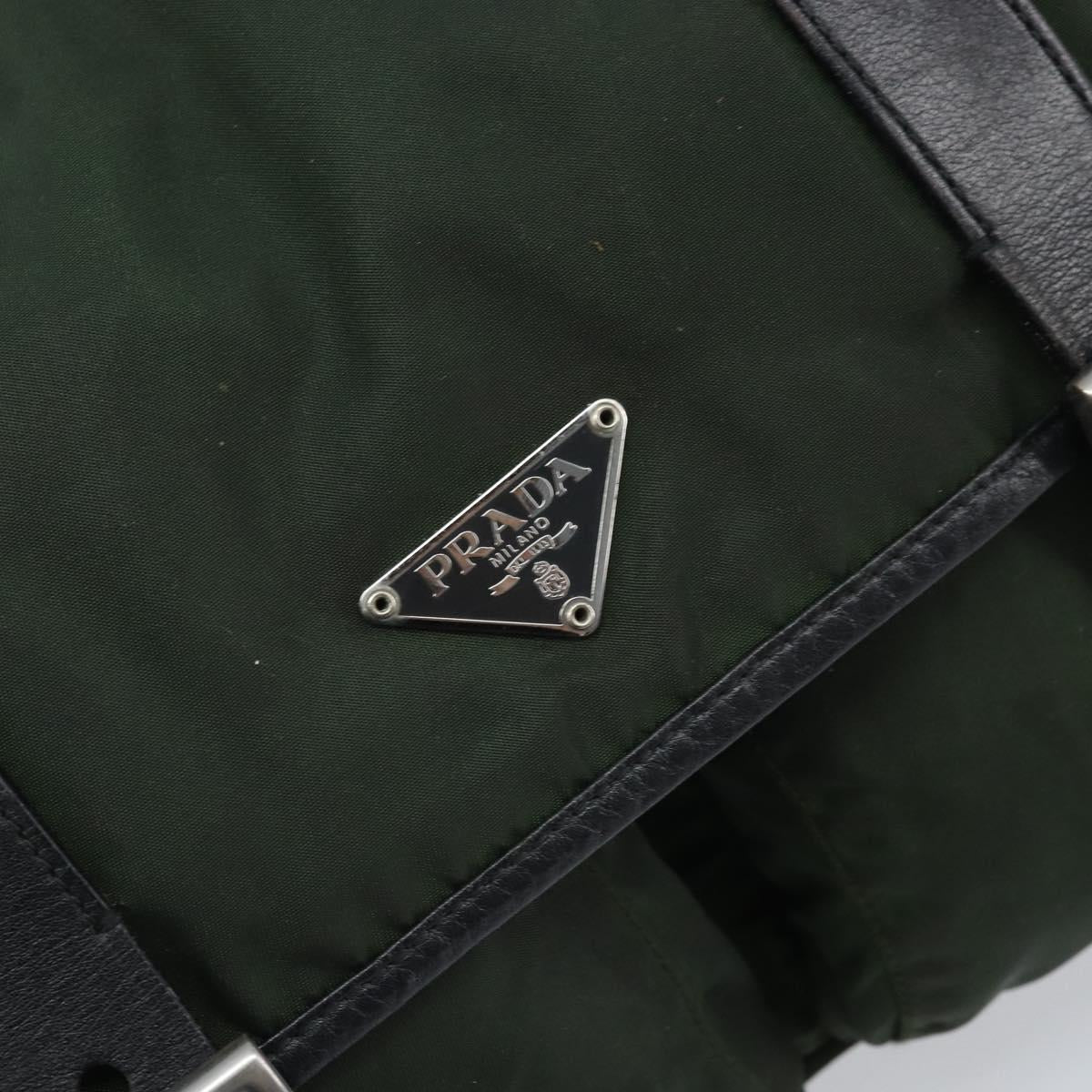 PRADA Shoulder Bag Nylon Green Silver Auth 170312