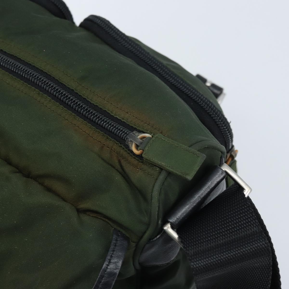 PRADA Shoulder Bag Nylon Green Silver Auth 170312