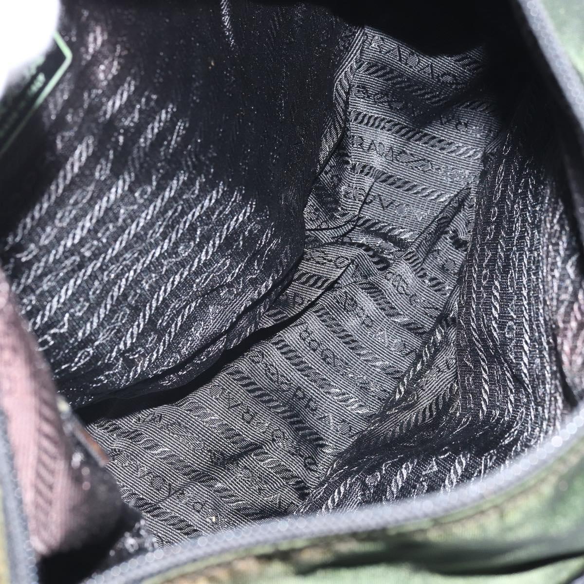PRADA Shoulder Bag Nylon Green Silver Auth 170312