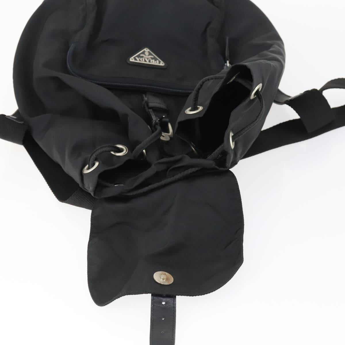 PRADA Backpack Nylon Black Silver Auth 170313