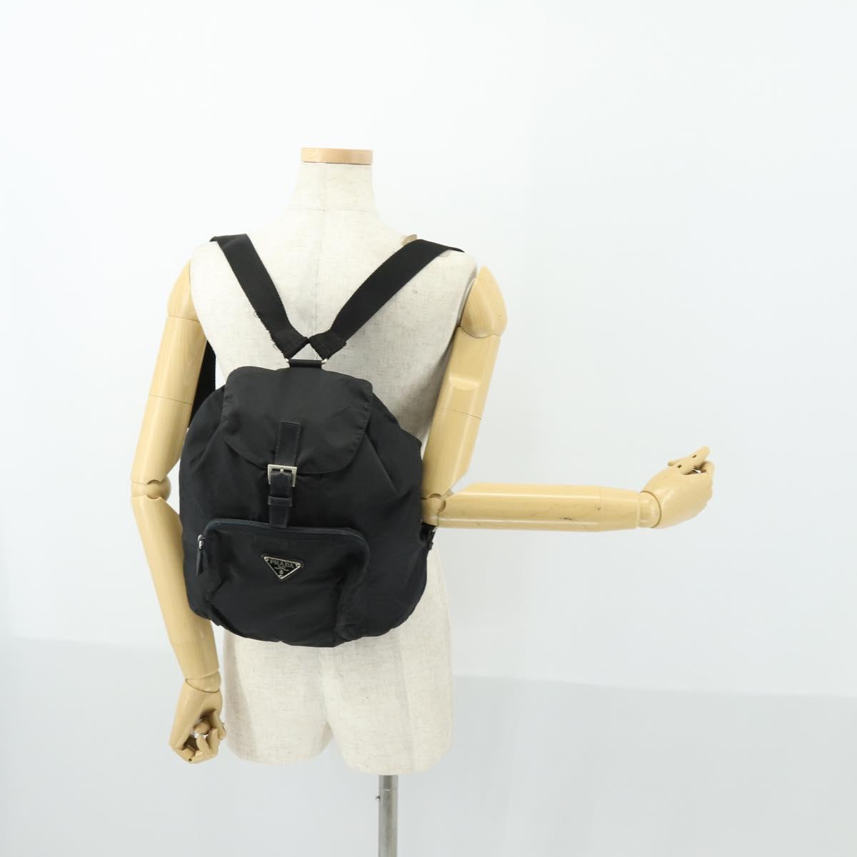 PRADA Backpack Nylon Black Silver Auth 170313