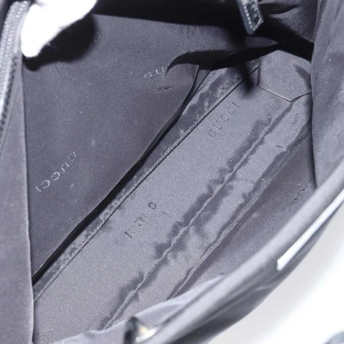 GUCCI Bamboo Tote Bag Nylon Black Silver 002 1010 Auth 170315