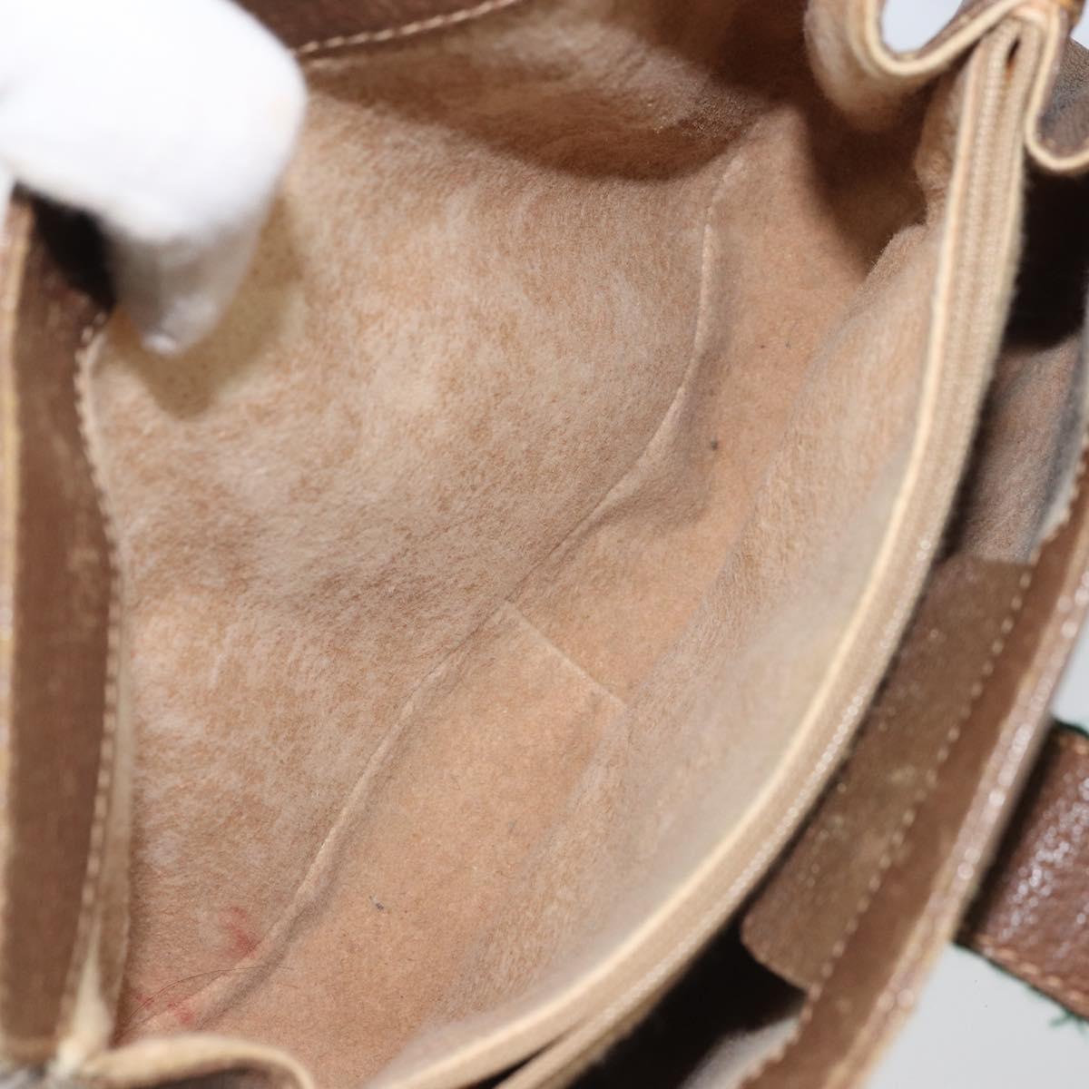 GUCCI GG Supreme Web Sherry Line Bag PVC Beige Gold 116 02 024 Auth 170321