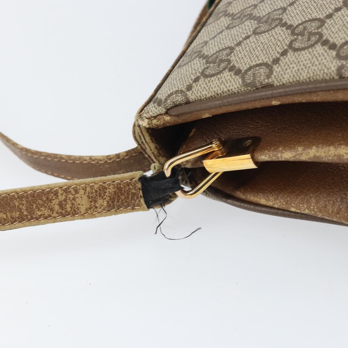 GUCCI GG Supreme Web Sherry Line Bag PVC Beige Gold 116 02 024 Auth 170321