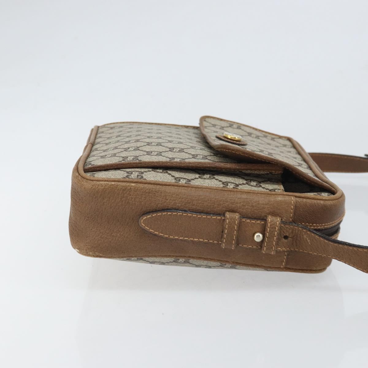 GUCCI GG Plus Supreme Shoulder Bag PVC Beige Gold Auth 170322