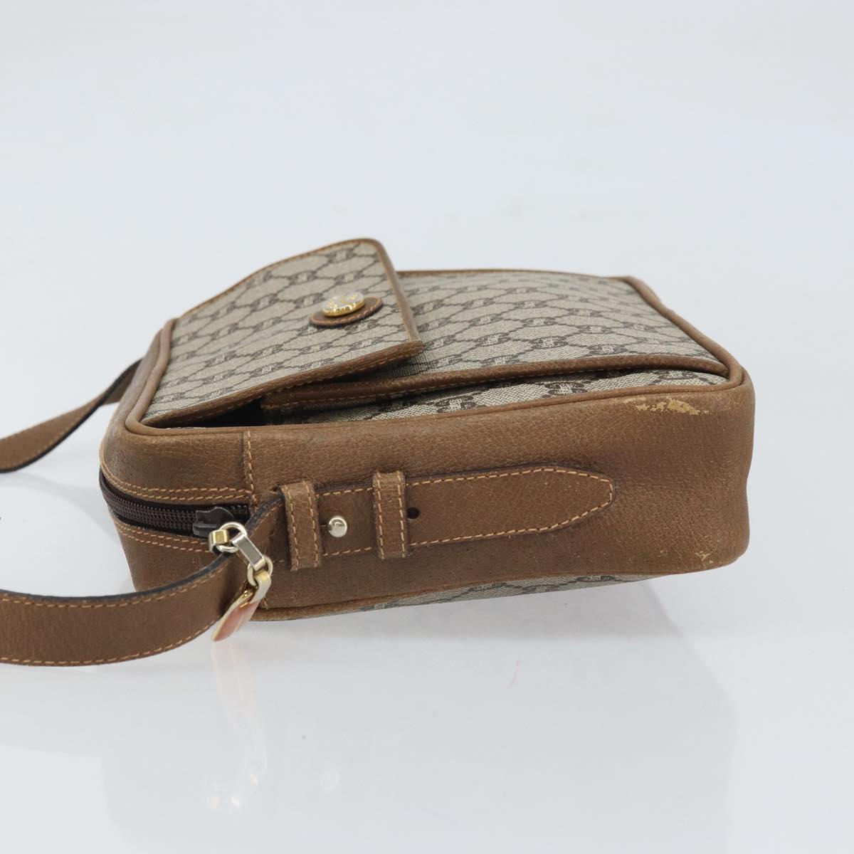 GUCCI GG Plus Supreme Shoulder Bag PVC Beige Gold Auth 170322